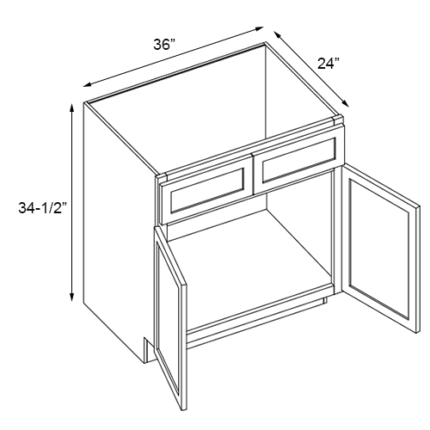 Gray Sink Base Cabinet 36'' W x 24'' D x 34.5'' H