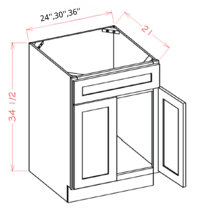 White Raised Vanity Cabinet 30'' W x 21'' D x 34.5'' H