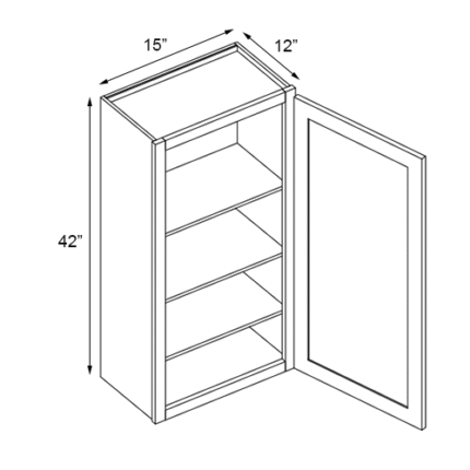White Raised Wall Cabinet 15'' W x 12'' D x 42'' H