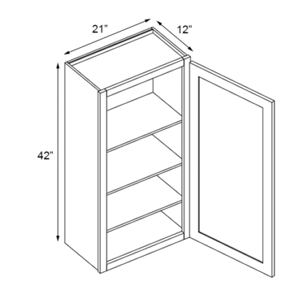 White Raised Wall Cabinet 21'' W x 12'' D x 42'' H