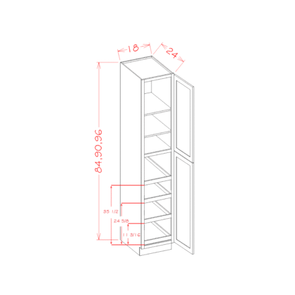 White Raised Wall Pantry 18'' W x 24'' D x 84'' H