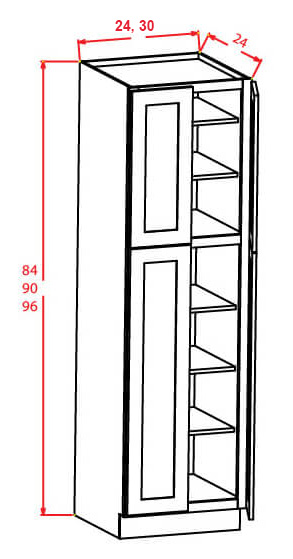White Raised Wall Pantry 30'' W x 24'' D x 84'' H