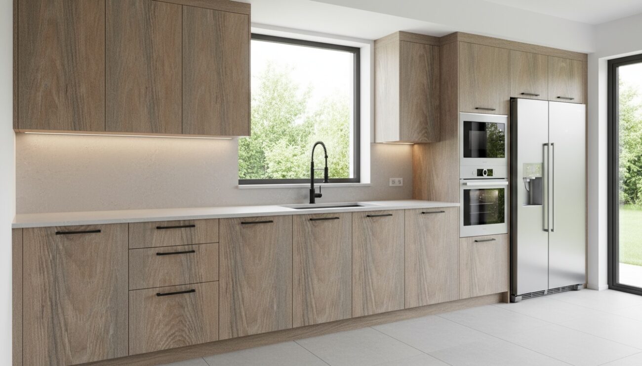 Ash Smoke Panel Kitchen Cabinets