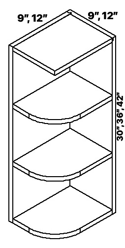 9 inch x 30 inch Taormina Ash Vogue Panel Wall Cabinets